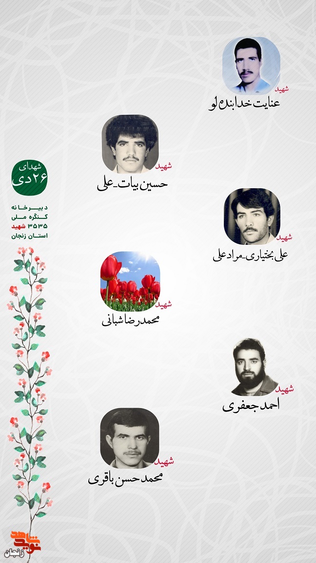 پوستر/ یاد و خاطر شهدای 26 دی ماه استان زنجان گرامی باد