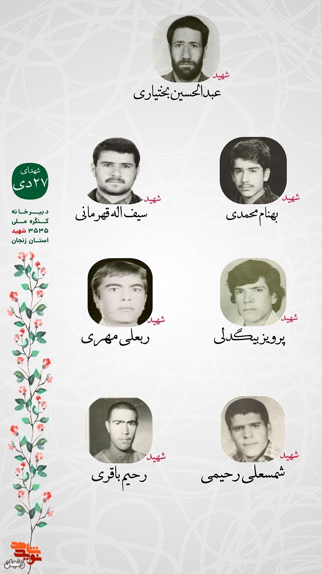 پوستر/ یاد و خاطر شهدای 27 دی ماه استان زنجان گرامی باد